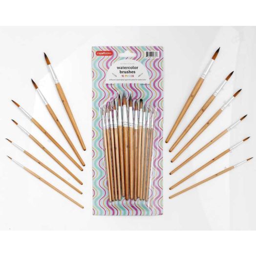 Incraftables Artist Watercolor Paint Brushes - 12 Assorted Sizes Round Tip Paint Brushes for Watercolor, Acrylic, Ink, Gouache, Oil, Face Painting & More