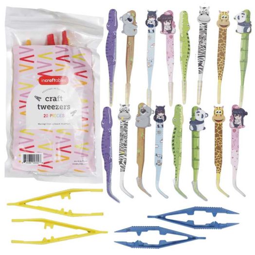 Incraftables Assorted Kids Tweezers 20pcs. Kids Craft Tongs for DIY Projects, Pearl Beads & More