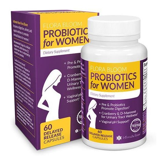Intimate Rose Flora Bloom Probiotics for Women's Health, 60 Capsules
