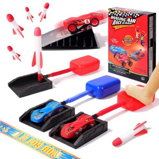 Duel Racer and Rocket 2 in 1 - Rocket Launcher And Toy Car with Ramp Sticker and Finish Line For Kids Aged 5+ Ideal for Outdoor & Indoor Play - Easy To Assemble