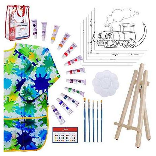 J Mark Kids Dinosaur & Transportation Art Set, 28-Piece