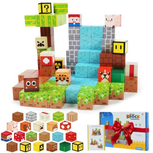 Jaawind Magnetic Blocks - 117 PCS Magnet Building Cubes Game Set for Boys & Girls Age 3 4 5 6 7 8, Sensory Stacking Toys for Toddlers Kids