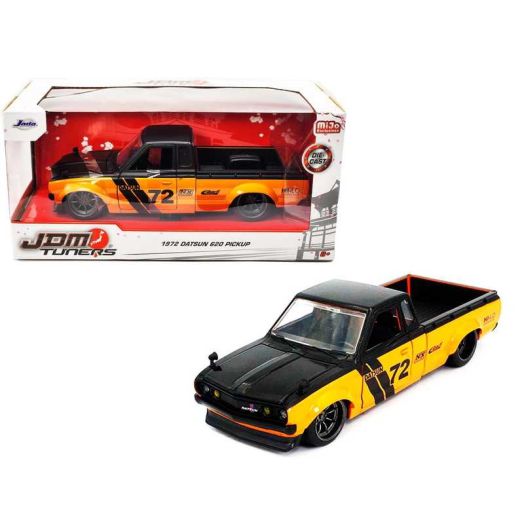 1972 Datsun 620 Pickup #72 Orange and Bright Black "JDM TUNERS" Series 1/24 Diecast Model Car by Jada