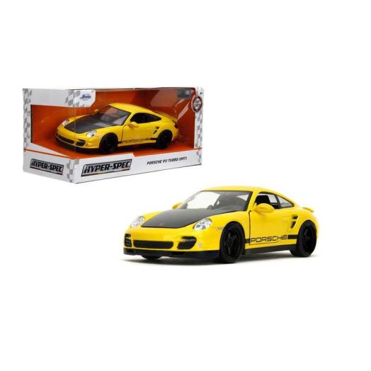 Hyper-Spec 1:24 2007 Porsche 911 Turbo 997 Die-Cast Car, Toys for Kids and AdultsYellow