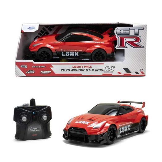 Jada 2020 Nissan GT-R R35 Liberty Walk - 1:16 RC - USB Rechargeable with Turbo Boost, Radio Control Cars (Red)