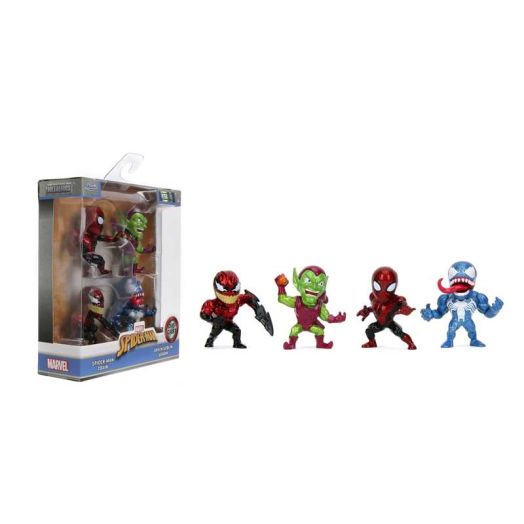 Jada Spider-Man Metalfigs 4-Pack - Collectible 2.5" Metal Figures - Spider-Man, Green Goblin, Toxin, Venom - Classic Marvel Heroes