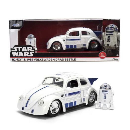 Star Wars R2-D2 with 1959 Volkswagen Drag Beetle 1:24 Die-Cast Vehicle & 2.5-Inch Figure - by Jada Toys