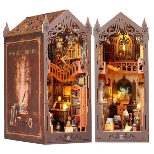 JBeeCtrl Book Nook Kit DIY Miniature House Kit for Adults, Teens and Beginners, Mini House Building Kit Dollhouse Booknook Library Tiny House 3D Wooden Puzzle, Birthday Gifts