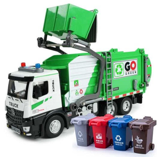 JBeeCtrl Garbage Truck Toys for Boys 3-5 with Lights & Sounds Trash Truck Toys for 2 3 4 5 Years Old Boys with Trash Can Lifter and Dumping Birthday Christmas Gift for Boys 2 3 4 5 Years Old