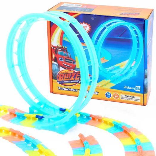 Blaze and the Monster Machines TurboTwist Racers Boost Pack - Glow in the Dark Racing Loop & Tracks Expansion Set for Kids Ages 3-10