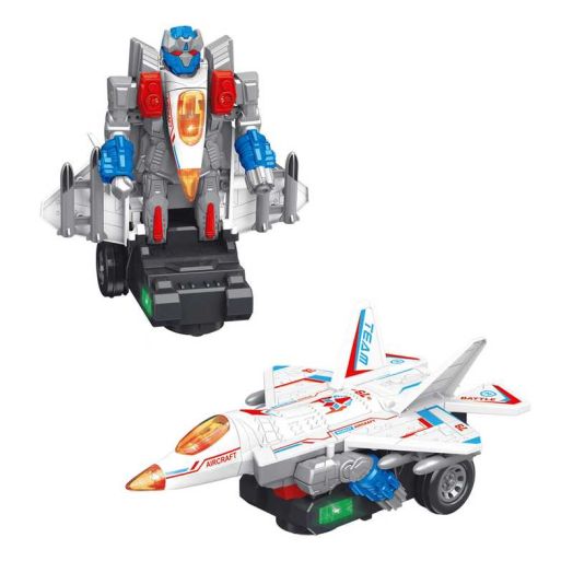 Glow & Go Transforming Jet Robot - ABS Safe Material with Music/Lights, Steam-Powered Toy for Ages 1-6