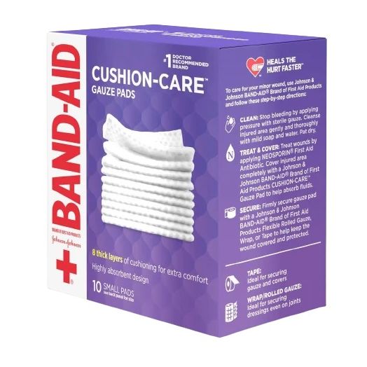 Band-Aid Brand Cushion-Care Sterile Gauze Pads, Large 4 x 4 Inch 10 Count