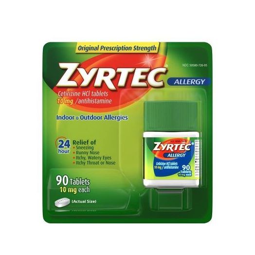 Johnson & Johnson Zyrtec 24 Hour Allergy Relief Liquid Gels, 10 mg Cetirizine HCl 90 Count