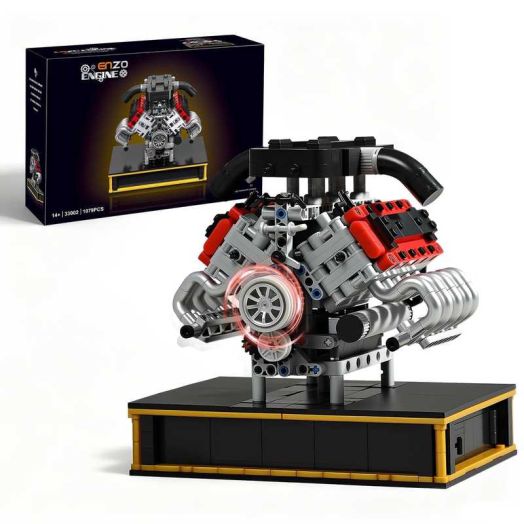 Joycrown V8 Engine Building Set, Build Your Own Mini V8 Model Engine Kit That Run with Battery and Motor, 8-Cylinder Car Model Engine Building Toys for Adults Kids Age 14+ (1079PCS)