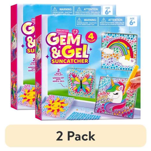 (2 pack) Joyfy 4-Piece Suncatcher Art & Craft Kit,Creative Window Art Gem Painting for Kids , Christmas Birthday Gift for Girls 6-12