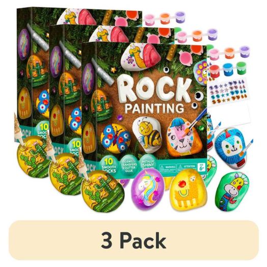 (3 pack) Joyfy 10 Pcs Rock Painting Kit for Kids Ages 6-8-12,Home Creativity Arts And Crafts Kit for Family Indoor Activity,Christmas Birthday Gift for Boy Girl