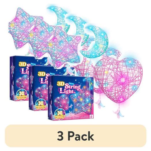 (3 pack) Joyfy 3-Pack Star and Heart String Art for Girls, Art and Craft Kit for Kids 8-12, Christmas Decor Gifts for Girls Ages 8 9 10 12