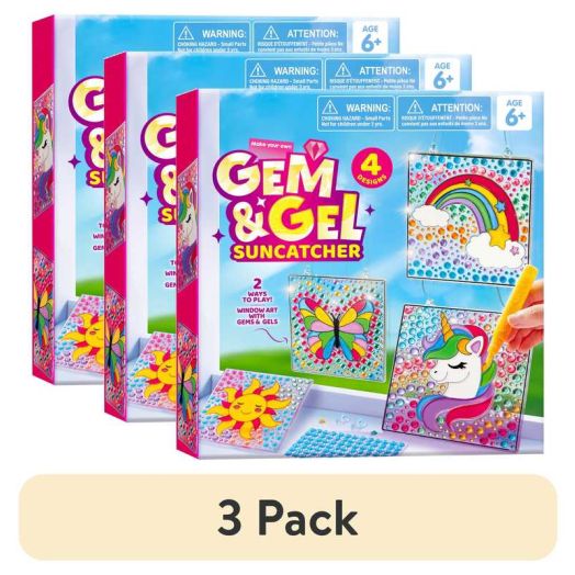 (3 pack) Joyfy 4-Piece Suncatcher Art & Craft Kit,Creative Window Art Gem Painting for Kids , Christmas Birthday Gift for Girls 6-12