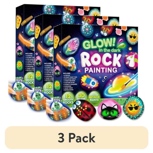 (3 pack) Joyfy Glow in the Dark Rock Painting Arts and Crafts Kit, Creative Fun for Kids Ages 6+