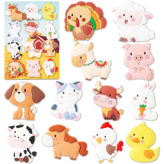 Joyfy 12 Pcs Farm Animal Magnets for Fridge 2.5" Large Size Cute Refrigerator Magnet for Kids & Toddler, Funny Magnetic Toys Party Favor Birthday Children Gifts