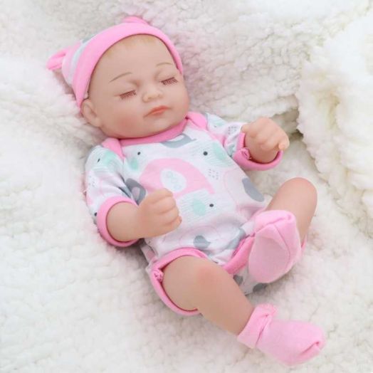 JRLCGYP Realistic 10" Sleeping Newborn Baby Doll - Soft Silicone Vinyl Reborn Baby Girl with Closed Eyes, Great for Kids Age 3+