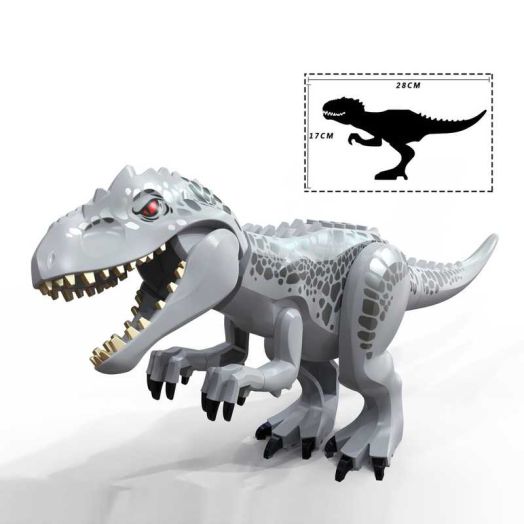 JsLTCustoms Silver Indominus Tall Dinosaur Interlocking Block Building Sets