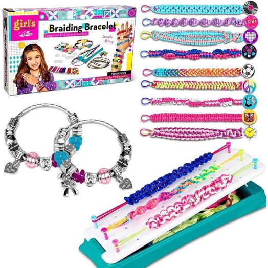 JUGAAD LIFE Friendship Bracelet Making Kit for Girls, 2 Charm Bracelet Making kit for Kids Ages 6-12, Arts and Crafts String Maker Tool, Birthday Gifts for Teen Girl, Party Activity Set