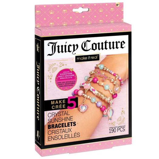 Juicy Couture Mini Crystal Sunshine Bracelets DIY Kit- Create 5 Unique Charm Bracelets, 190 Pieces, 5 Charms W/ Real Crystals, Ages 8+
