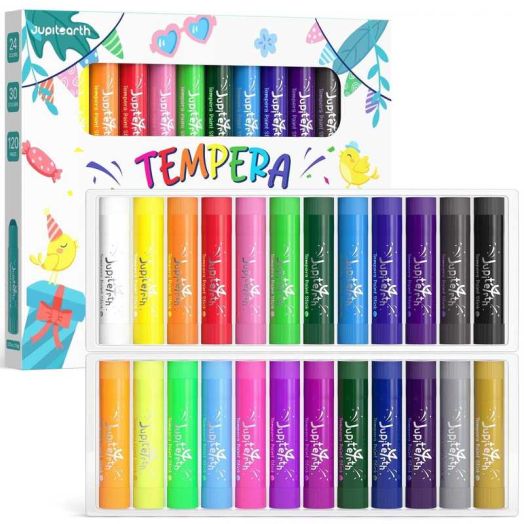 Jupitearth On Sale 24 Ct Tempera Paint Sticks for Kids ,Quick Drying,Smooth,Non-Toxic Washable for toddlers,Back to School Supplies,Art Supplies
