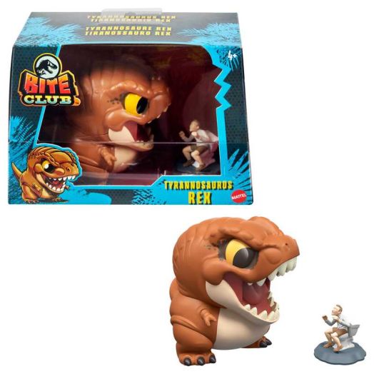 Jurassic World Bite Club Tyrannosaurus Rex Dinosaur Figure, 4-inch Collectible with Lawyer Accessory