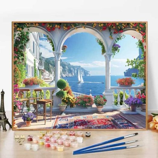 JYLMOOD Paint by Numbers Kit for Adults Beginner, Easy DIY Oil Painting Kits On Canvas for Gift Home Wall Decor 16x20 Inch - Arch Gardens