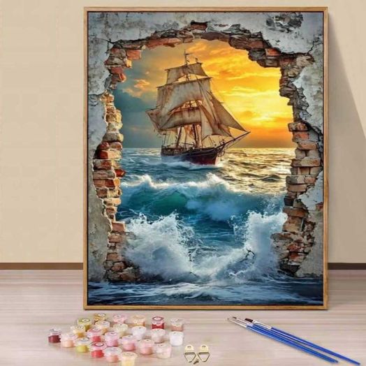 JYLMOOD Paint by Numbers Kit for Adults Beginner, Easy DIY Oil Painting Kits On Canvas for Gift Home Wall Decor 16x20 Inch - Boat