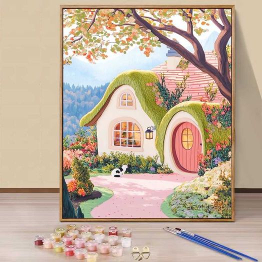 JYLMOOD Paint by Numbers Kit for Adults Beginner, Easy DIY Oil Painting Kits On Canvas for Gift Home Wall Decor 16x20 Inch - House