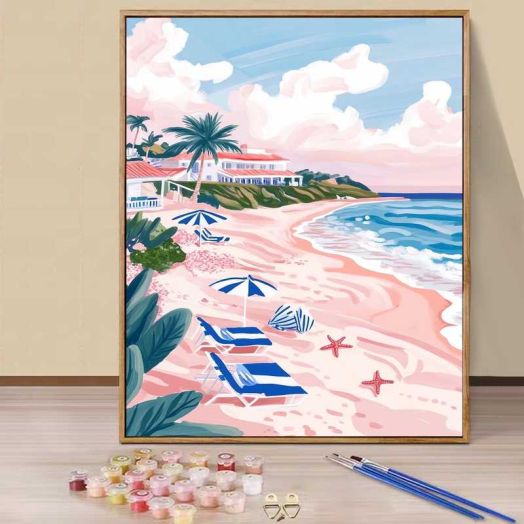 JYLMOOD Paint by Numbers Kit for Adults Beginner, Easy DIY Oil Painting Kits On Canvas for Gift Home Wall Decor 16x20 Inch - Blue Seaside