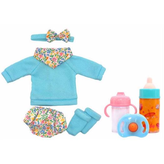 8 Pcs Baby Doll Clothes and Accessories for 14-18 inch Dolls, Doll Feeding and Caring Playset, Magic Babys Feeding Bottle (Dolls Not Included)