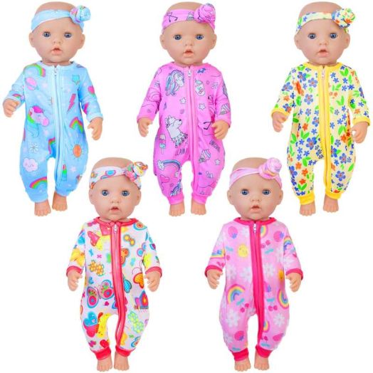 K.T. Fancy 5 Sets Baby Doll Clothes 14-18 inch Doll Outfits Casual Wear for 17 inch Doll Clothes 10 Pcs Doll Clothes and Accessories