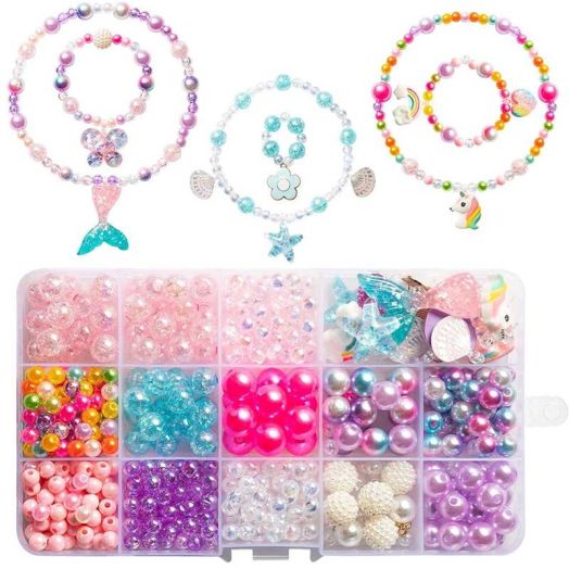 Kabuer Bead Jewelry Making Kit Mermaid Starfish Shell Unicorn DIY Craft Kit 400+ Pieces 1 Pack