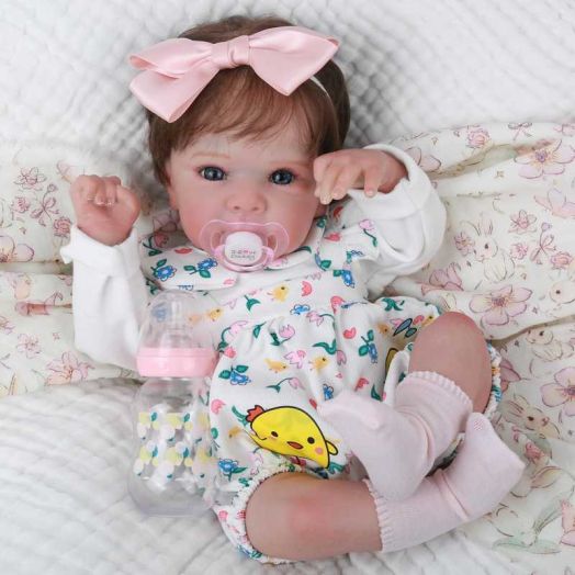 Kaydora Realistic Reborn Baby Dolls - 18 Inch Lifelike Newborn Baby Dolls Girl Real Life Soft Body Baby Doll Gift Toy with Feeding Accessories for Kids Age 3+
