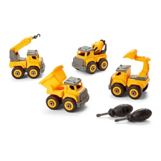 Kidoozie Tool Time Truck Set - Build & Take Apart Toy Vehicles with 2 Screwdrivers - Ages 3 Years+