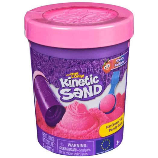 Kinetic Sand, Pink Ice Cream Tub with 4oz Strawberry Scented Play Sand & Scoop for Ages 3+