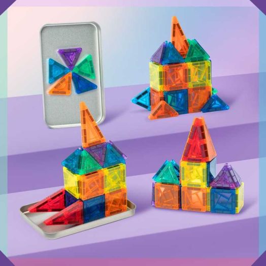 Laffact 60pcs Magnetic Tiles For Family Interactive Games, Magnetic Blocks Building For Christmas New Year Birthday Gift