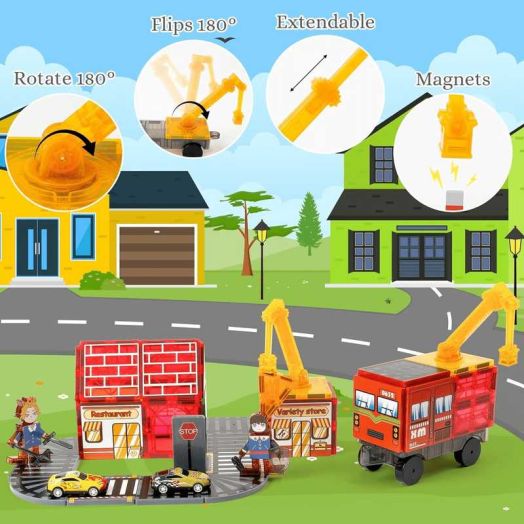 Magnetic Road Toys, Magnet Building Blocks For Interactive Sensory Play Toys Present for Christmas New Year Birthday