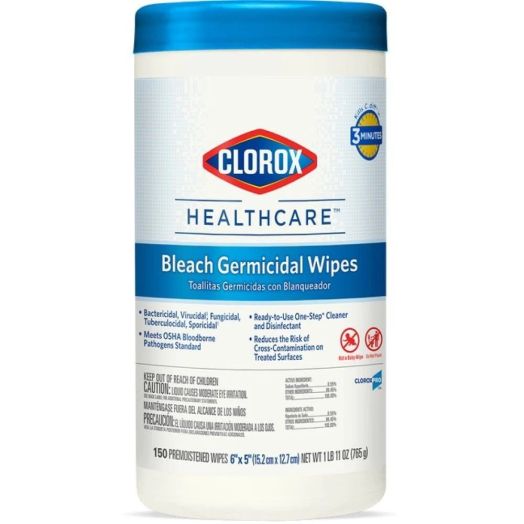 Clorox Healthcare Bleach Germicidal Wipes, Floral Scent 5 x 5 Inches