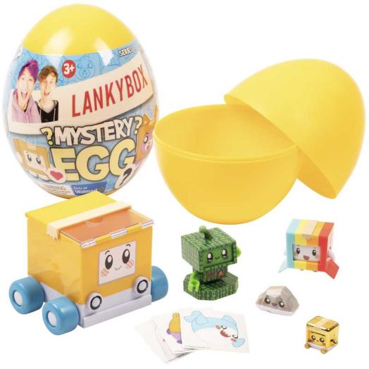 LankyBox Brand Mystery Surprise Medium Egg Official Merchandise Ages 3 and up with Figures, Vehicle, and Stickers