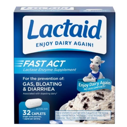 Lactaid Fast Act Lactose Intolerance Relief Caplets with Lactase Enzyme, 32 Count