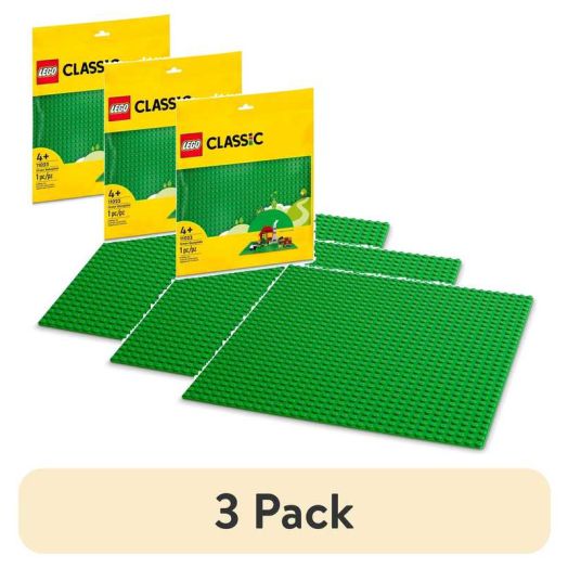 (3 pack) LEGO Classic Green Baseplate, Creative Toy for Back to School, Square 32x32 Stud Foundation to Build and Display Brick Creations, Great for Grassy Nature Landscapes and Back to School Supplies, 11023