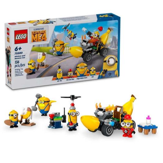 LEGO Despicable Me 4 Minions and Banana Car Toy Gift for Kids, Fun Illumination's Despicable Me Toy Playset, Creative Building Minions Toy for Boys and Girls Aged 6 and Up, 75580