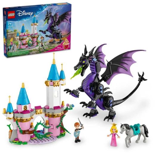 LEGO Maleficent's Dragon Form and Aurora's Castle Building Set for Kids, 43240