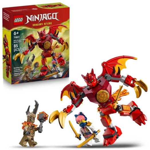 LEGO NINJAGO Kai's Dragon Mech Battle Pack Building Toy for Boys, Girls, & Kids, Ages 6+ - Poseable Dragon Figure & 3 Character Minifigures for Pretend Play - Gift Idea for Birthdays - 71851