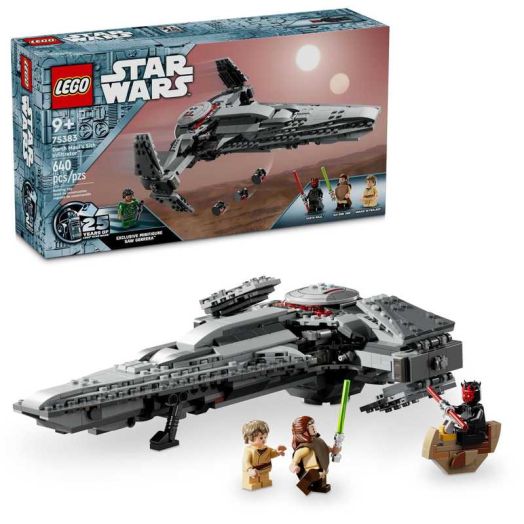 LEGO Star Wars: The Phantom Menace Darth Maul's Sith Infiltrator Starship Toy, Includes Qui-Gon Jinn, Darth Maul, Anakin Skywalker, and Exclusive 25th Anniversary Saw Gerrera Minifigure, 75383